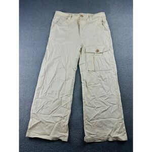 Love Harmony Pants Women M Beige Relaxed Cargo Wide-Leg Cotton Blend Utility